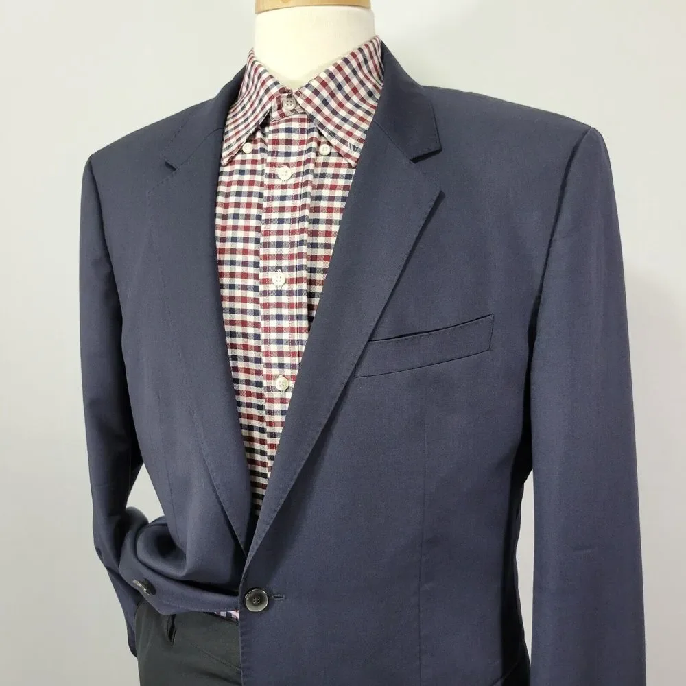 Hugo Boss Men's Sport Coat Blazer Two Button Navy Blue Guabello 120s Wool Sz 48R
